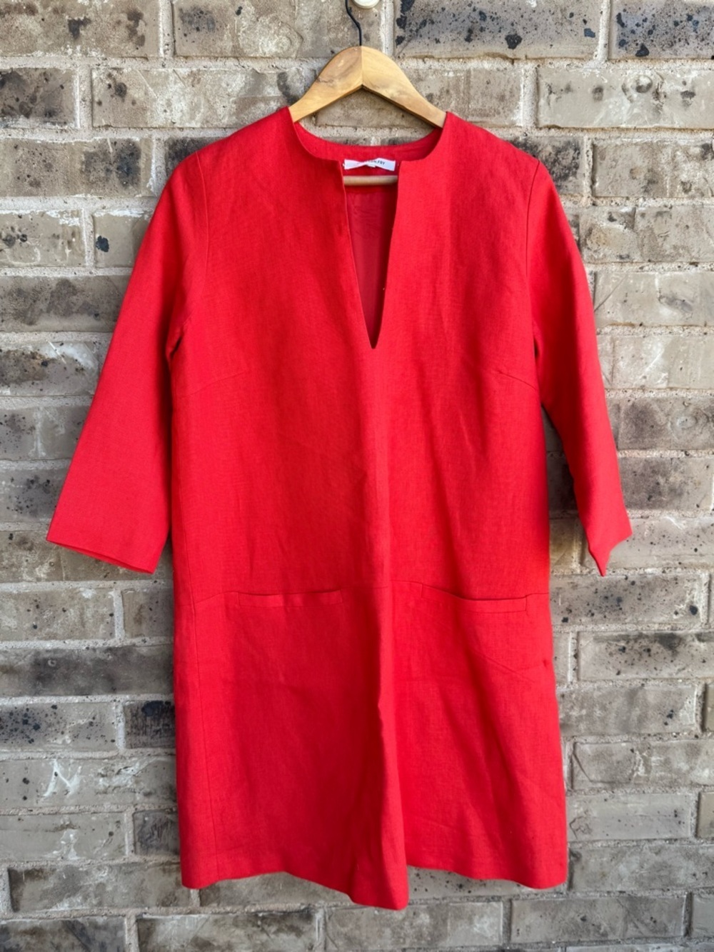 Emerson Fry Tuckernuck MOD Red Orange Short-Sleeve Mini Linene Dress small - Picture 2 of 6